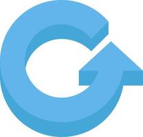 The g logo with a blue arrow pointing up vector