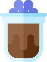 A cup of chocolate pudding with blueberries vector