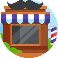 Barber shop with window and mustache vector