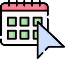 A calendar icon with a mouse pointing at it vector