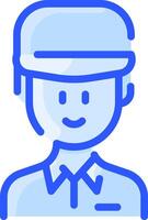 A blue icon of a man in a hat vector