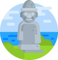 A statue of a man standing in front of the ocean vector