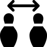 Two bowling pins are facing each other with arrows pointing to the left vector