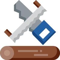 A saw and a log with a knife on top vector