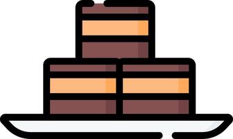 Cake icon with chocolate and vanilla frosting vector