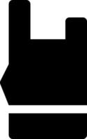 A black and white icon of a hand holding a phone vector