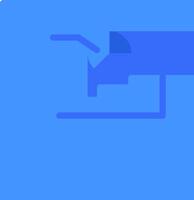 A blue square with a blue arrow pointing to it vector
