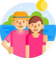 A man and woman standing on the beach vector