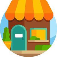 A small shop with a door and a window vector