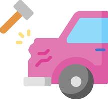 A pink car with a hammer and a hammer vector