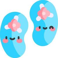 Two blue flip flops with flowers on them vector
