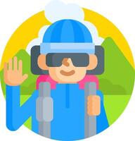 A man with a backpack and sunglasses is waving vector