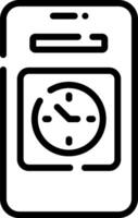A black and white icon of a clock vector