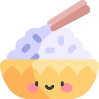 A bowl of rice with a stick in it vector
