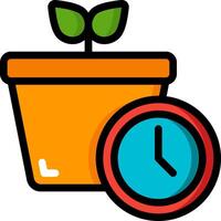 A plant pot with a clock and a plant vector