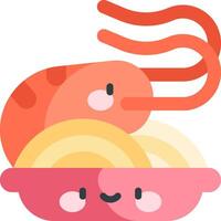 A cartoon crab and a bowl of noodles vector