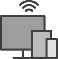 A black and white image of a computer and a phone vector