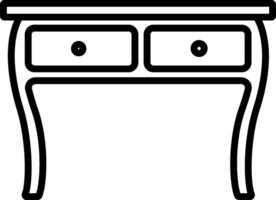 A black and white drawing of a table with two drawers vector