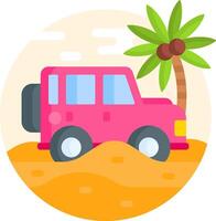 Car in the desert with palm tree vector