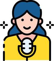 A woman with a microphone icon vector