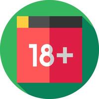 A flat icon with the number 18 on it vector