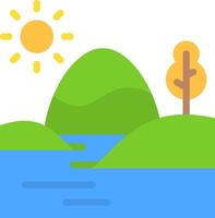 A flat icon of a lake and trees vector