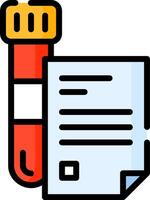 A blood test tube and a paper with a check vector