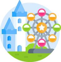 A castle and a ferris wheel in front of it vector