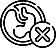 A black and white icon of a person with a x vector