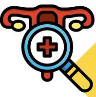 A magnifying glass and a red cross on a yellow and white background vector