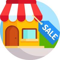 An icon of a small store with a sale sign vector