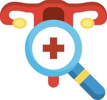 A magnifying glass and a red cross on a white background vector
