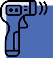 A blue and white icon of a gun with a blue background vector