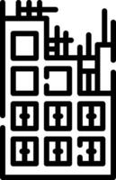 A black and white building icon vector