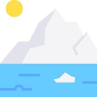 An iceberg floating in the ocean with a sun in the background vector