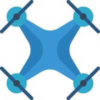 A blue drone flying over a white background vector