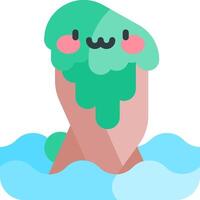 A cute green slime floating in the water vector