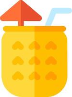 A yellow bucket with a straw and umbrella vector