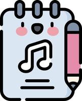 A notebook with music notes and a pencil vector