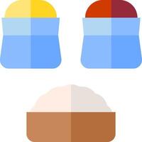 Four different colored hats and a bowl vector