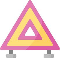 A yellow and pink triangle with a warning sign vector