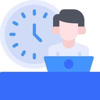 A man sitting at a desk with a clock behind him vector
