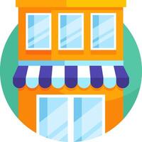 A small business building with awnings vector