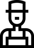 A black and white icon of a man in a hat vector