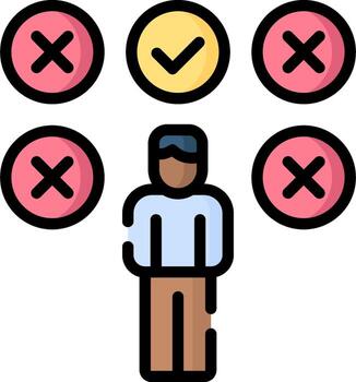 A man is surrounded by check marks and check boxes vector