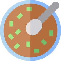 A bowl of soup with a spoon in it vector