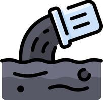 A black and white illustration of a pipe with a water coming out of it vector