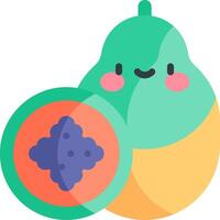 A cute fruit with a smiley face and a slice of fruit vector