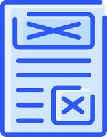 A blue and white icon of a document vector