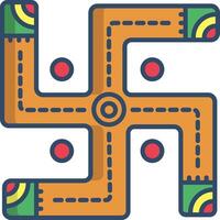 A colorful cross with four different colored dots vector